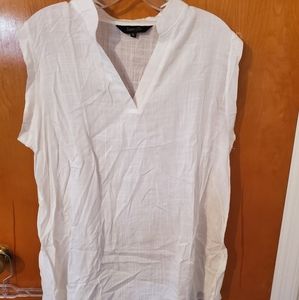 NWOT Sz XL White V-Neck Linen Tunic Tank